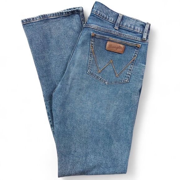Wrangler Retro Jeans Mens 36x38 Blue Slim Boot Bootcut Stretch Denim 1077MWZMP - Picture 12 of 12